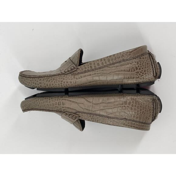 Cole Haan Trillby Driver Moc Penny Loafers Taupe Snake Print Leather Preppy - Picture 3 of 5